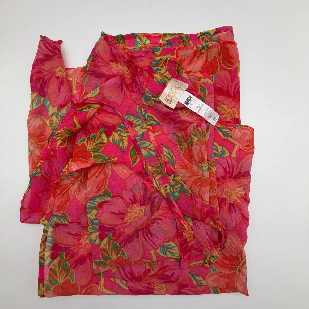 Beach Riot Melanie Sarong Miami Peony Pink‎ Orange Floral Swim Cover Up O/S NEW